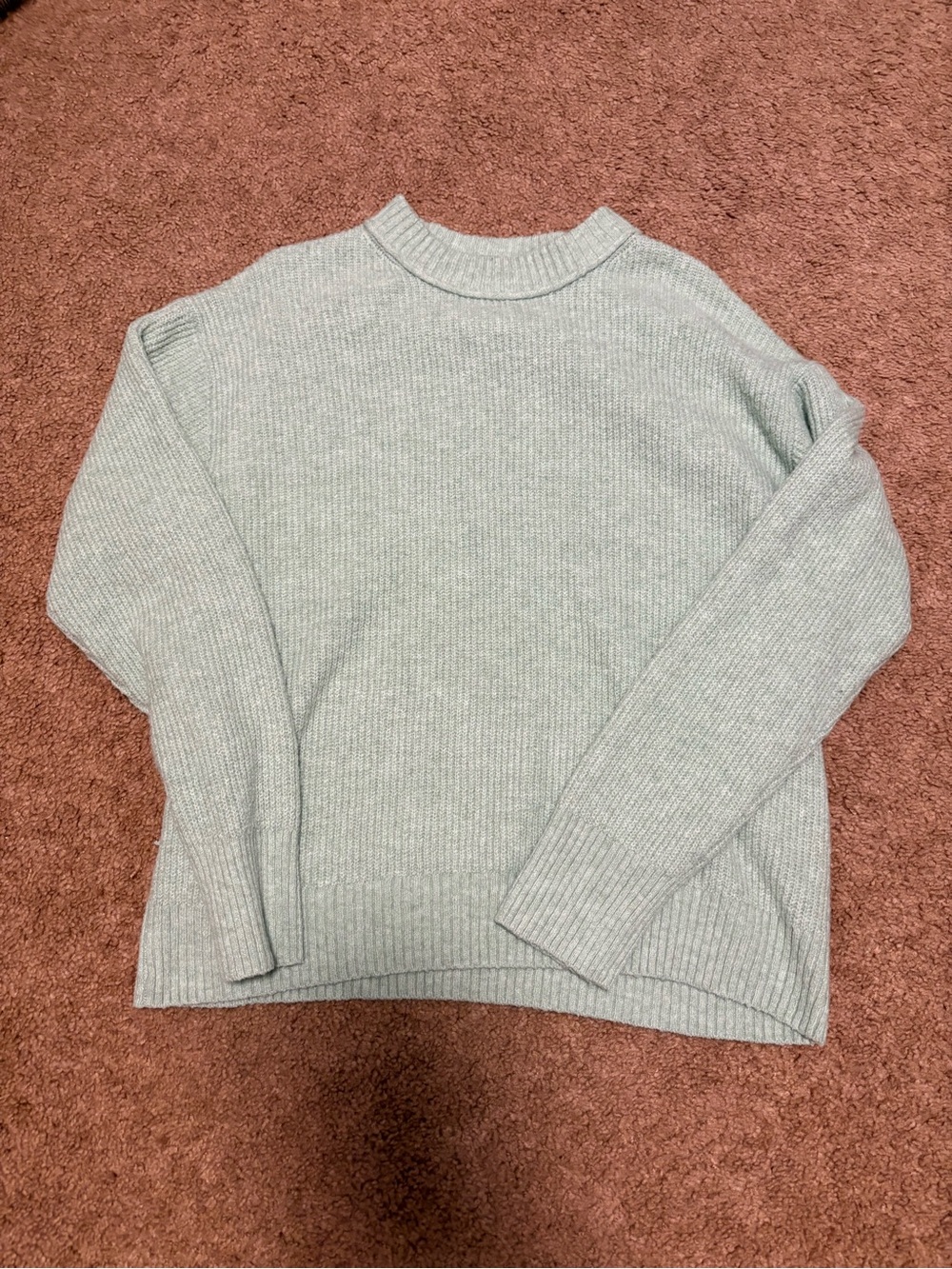 American Eagle Outfitters Light Mint Ribbed Crewneck Sweater